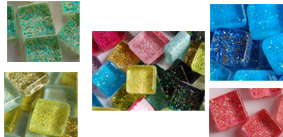 10x10mm glitter glasmosaik