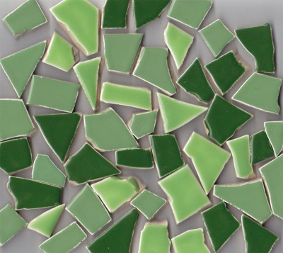 Bruchmosaik Mix-gr�n3, 400 g.- ca. 40-60 St.