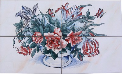 bemalte Wandfliesen 30x50 cm  