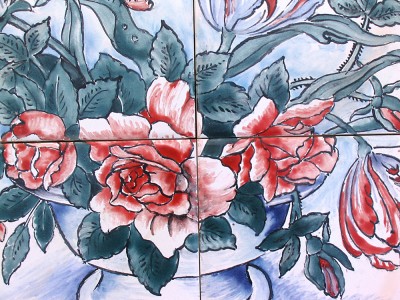 bemalte Wandfliesen 30x50 cm  