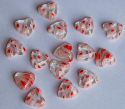 Mini Mosaik Herz 1 cm rot-wei�, 15 St.- ca. 6g