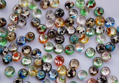 Mini Mosaik rund 1 cm mit edlem bunten Muster, 8 St.- ca. 5 g