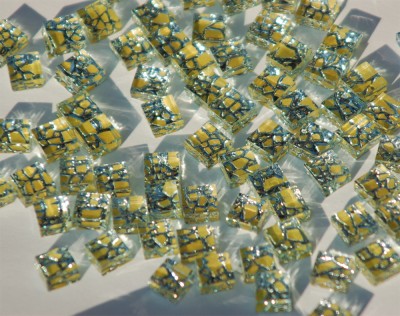Glasmosaiksteine metallisch, gelb, 1x1cm 100 St.- ca. 90g.