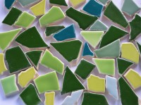Bruchmosaik Mix-gr�n5, 400 g.- ca. 40-50 St.