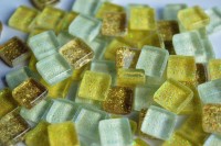Mini Mosaikfliesen Glitter Mix-gelb 1x1cm 170 St.- ca. 140g