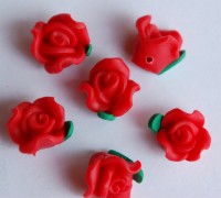 Mini Rose ca. 10 mm rot, 5 St.- ca. 2g.