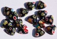 Mini Mosaik Herz 1 cm schwarz mit buntem Muster, 15 St.- ca. 6 g