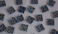 Crystal Mosaiksteine metallisch, blau, 2x2cm 22 St.- ca. 90g.