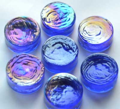 Deko Mosaiksteine irisierend rund 2cm dunkelblau 7 St.-ca. 37g