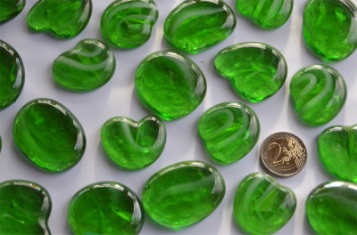 Dekosteine Glas Pebbles gemustert 4-5 cm grün 4 St.- ca. 70g