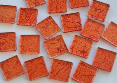 Softglas Mosaiksteine auffälliges Muster rot, 2x2cm 30St.-ca110g