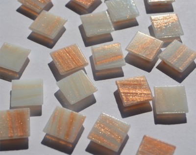 Mosaiksteine mit Flimmer (Goldline) weiß 2x2cm 50 St.- ca. 145g
