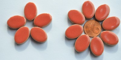 Keramik Mosaiksteine oval 22-23 mm rot 10 St.- ca. 15g