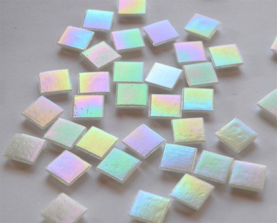 Glasmosaiksteine schimmernd 2x2 cm weiß 50 St.- ca. 145g