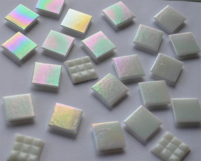 Glasmosaiksteine schimmernd 2x2 cm weiß 50 St.- ca. 145g