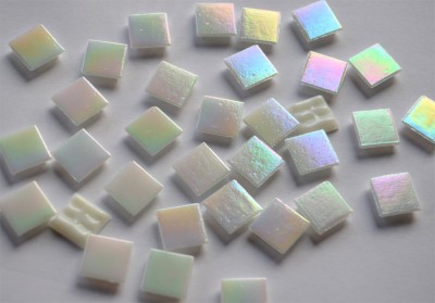 Glasmosaiksteine schimmernd 2x2 cm weiß 50 St.- ca. 145g