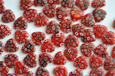 Schmuck Mosaiksteine Herz rot Durchmesser 2 cm, 1 St.- ca. 2g