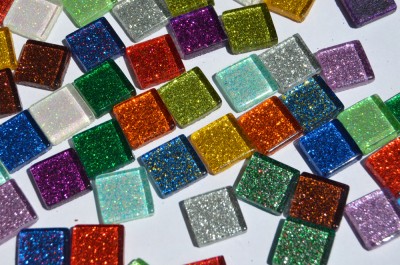 Glas-Mosaiksteine Buntmix mit Glitzer 15x15mm 40 St.- ca. 90g Glas-Mosaiksteine Buntmix mit Glitzer 15x15mm 40 St.- ca. 90g
