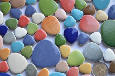 Pebbles Mosaiksteine aus Keramik Buntmix 300g. -ca. 60 St.