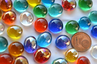 bunte Glasnuggets in 3 versch. Größen 1-3 cm 290g ca.87St.