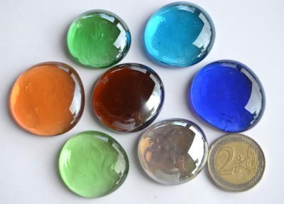 bunte Glasnuggets in 3 versch. Größen 1-3 cm 290g ca.87St.