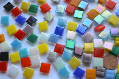 Mosaiksteine bunt mit Regenbogenschimmer 1x1cm, 100 St.- ca68g