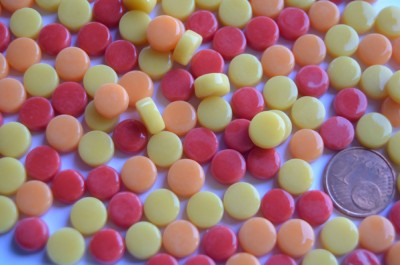 Mini Mosaiksteine glänzend rund 8mm Sonnenmix 40g, ca. 90-100 St