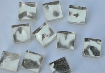 Goldmosaik Weißgold mit Struktur (gehämmert) 1x1cm 10 St.- ca.9g