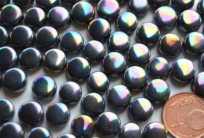 Mini Mosaiksteine schwarz irisierend rund 8mm, 40g - ca. 90-100