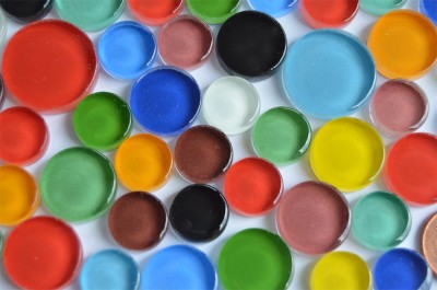 Softglas Mosaiksteine rund in 3 Größen12-20mm bunt 44 St.-ca.60g