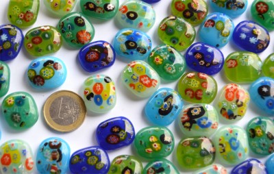 Schmuck Mosaiksteine Millefiori bunt 17-21mm, 4 St.- ca. 18g