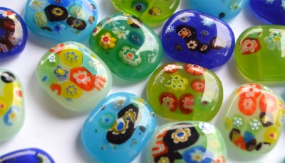 Schmuck Mosaiksteine Millefiori bunt 17-21mm, 4 St.- ca. 18g