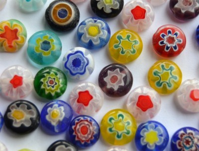 Schmucksteine Mosaik Millefiori rund bunt 8mm, 10 St.- ca. 3g Schmucksteine Mosaik Millefiori rund bunt 8mm, 10 St.- ca. 3g