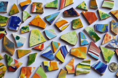 Bruchmosaik handbemalt dann gebrochen bunt-Maria 10 St. ca. 110g