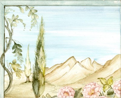 bemalte Wandfliesen 40x50 cm "Blumenvase-2"