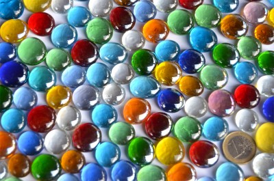 Deko Mosaiksteine Glasnuggets transp. 15-21mm bunt 500g ca120St