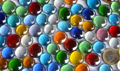 Deko Mosaiksteine Glasnuggets transp. 15-21mm bunt 500g ca120St