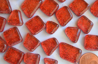 Glitter Mosaiksteine unregelmäßig rot 100g ca. 60 St.