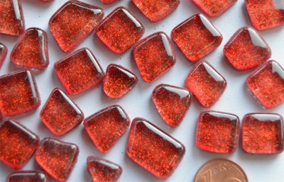 Glitter Mosaiksteine unregelmäßig rot 100g ca. 60 St.