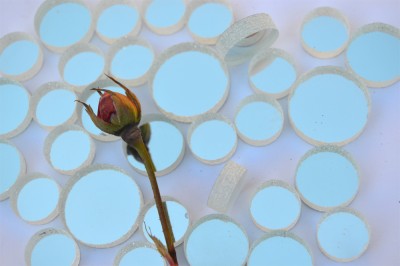 Spiegelmosaik rund silber 3 versch. Größen 12-20mm 33 St. ca.56g