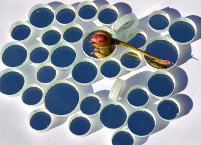 Spiegelmosaik rund silber 3 versch. Größen 12-20mm 33 St. ca.56g