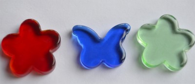 Deko Glassteine handgearbeitet Sommerwiese 3 Stück ca. 13g.