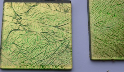 Glas Mosaiksteine Softglas 5x5cm Blattstruktur grün 1 St. ca24g Glas Mosaiksteine Softglas 5x5cm Blattstruktur grün 1 St. ca24g