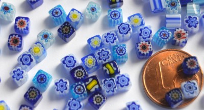 Mini Millefiori Schmuckmosaik 4x4mm Blaumix 4g ca. 30 St.