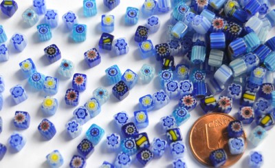 Mini Millefiori Schmuckmosaik 4x4mm Blaumix 4g ca. 30 St.