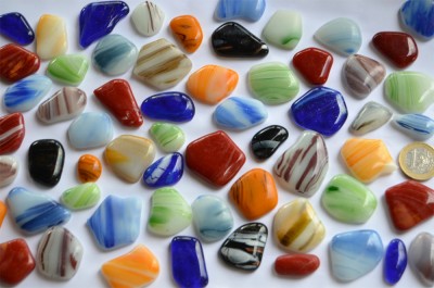 Glas Mosaiksteine unreg. marmoriert bunt frostsicher 300g ca50St Glas Mosaiksteine unreg. marmoriert bunt frostsicher 300g ca50St