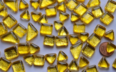 Soft Glas Mosaiksteine glänzend metallic gelbgold 100g ca 70 St.