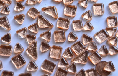 Soft Glas Mosaiksteine glänzend metallic rosegold 100g ca 70 St. Soft Glas Mosaiksteine glänzend metallic rosegold 100g ca 70 St.