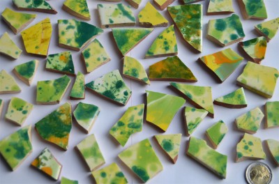 Bruchmosaik handbemalt dann gebrochen bunt-green 10 St. ca. 110g