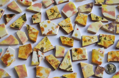 Bruchmosaik handbemalt dann gebrochen Erdfarbe 10 St. ca. 110g